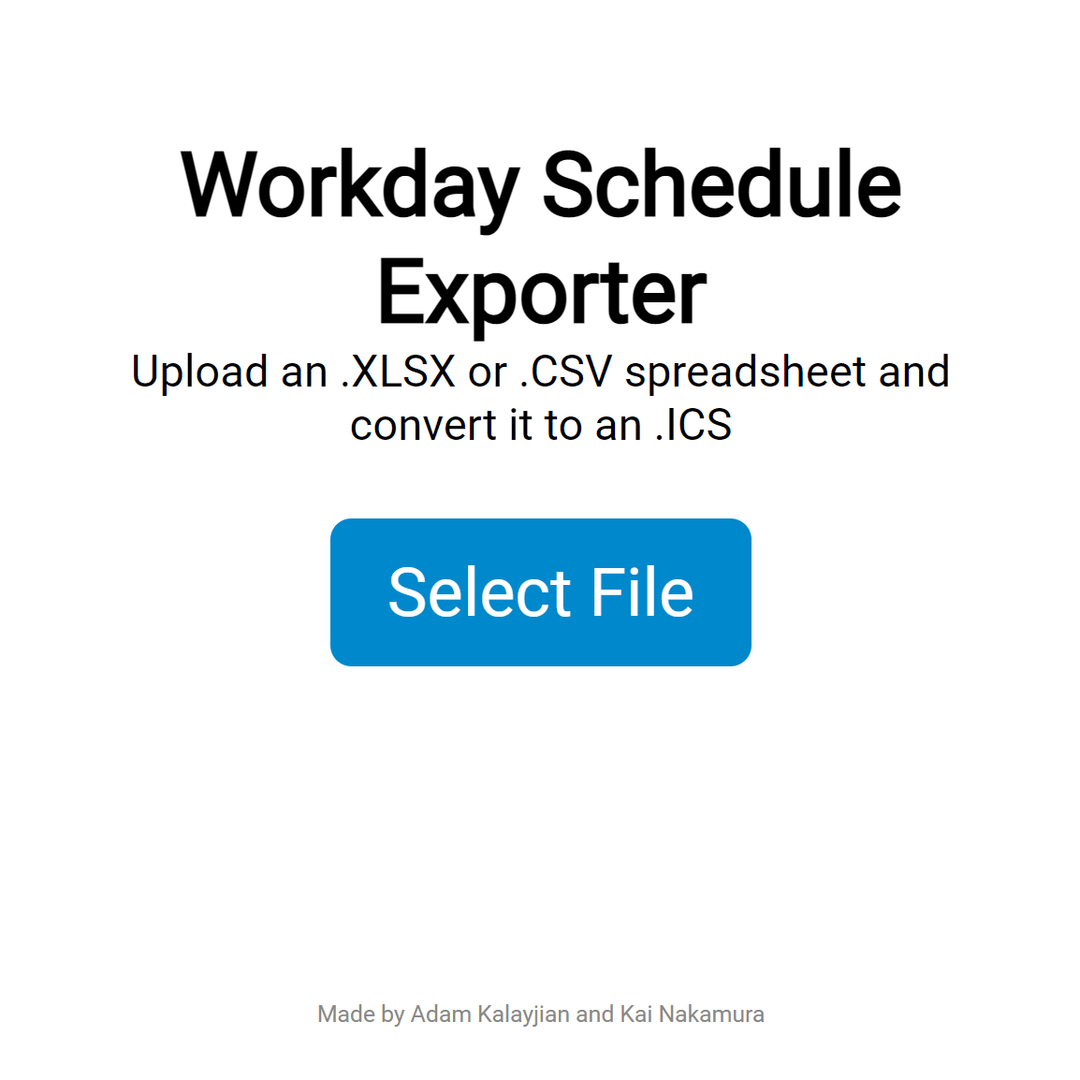 Workday Schedule Converter